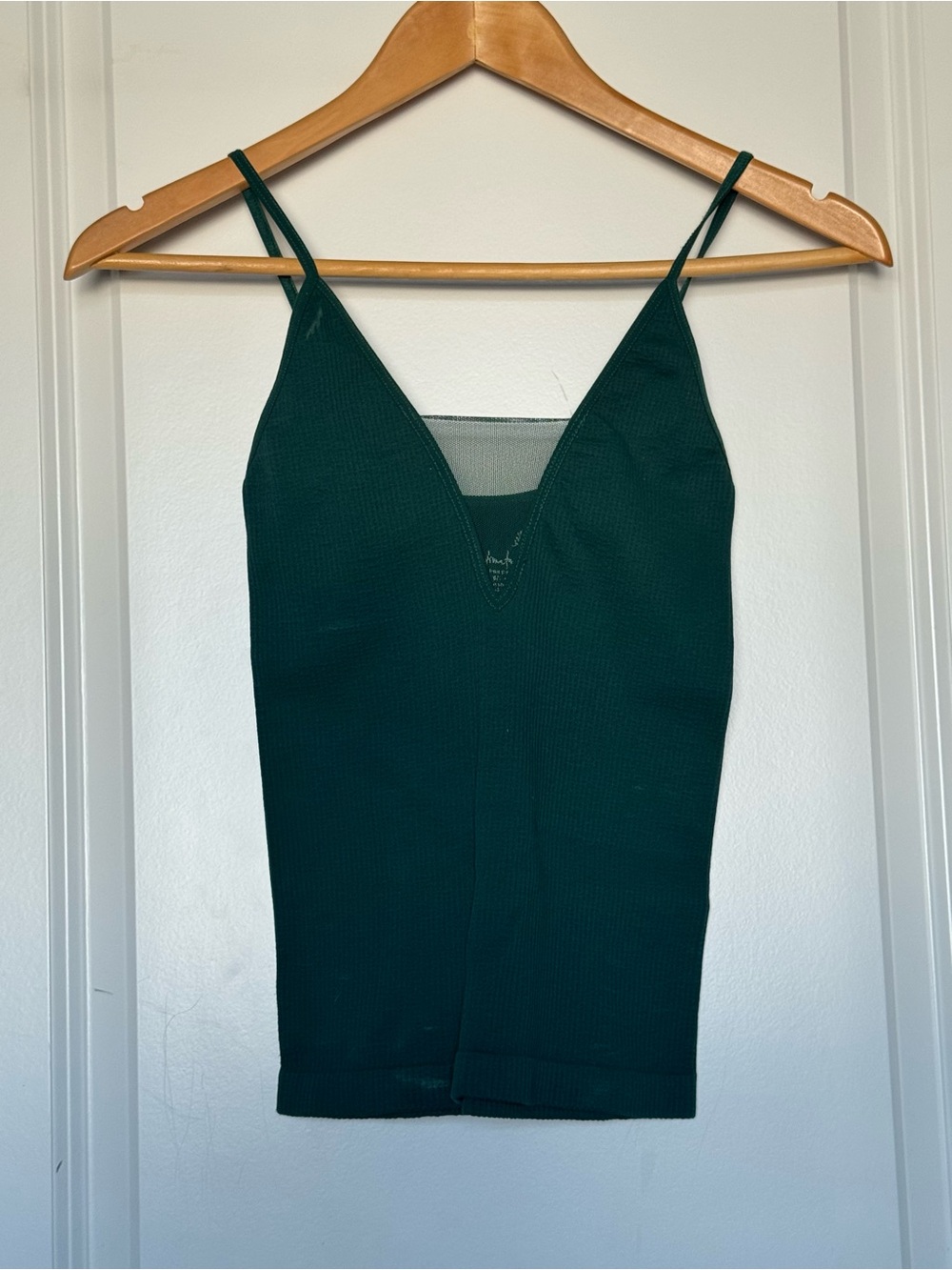 Free People Deep Emerald Ribbed V-Neck Cami, XS/S